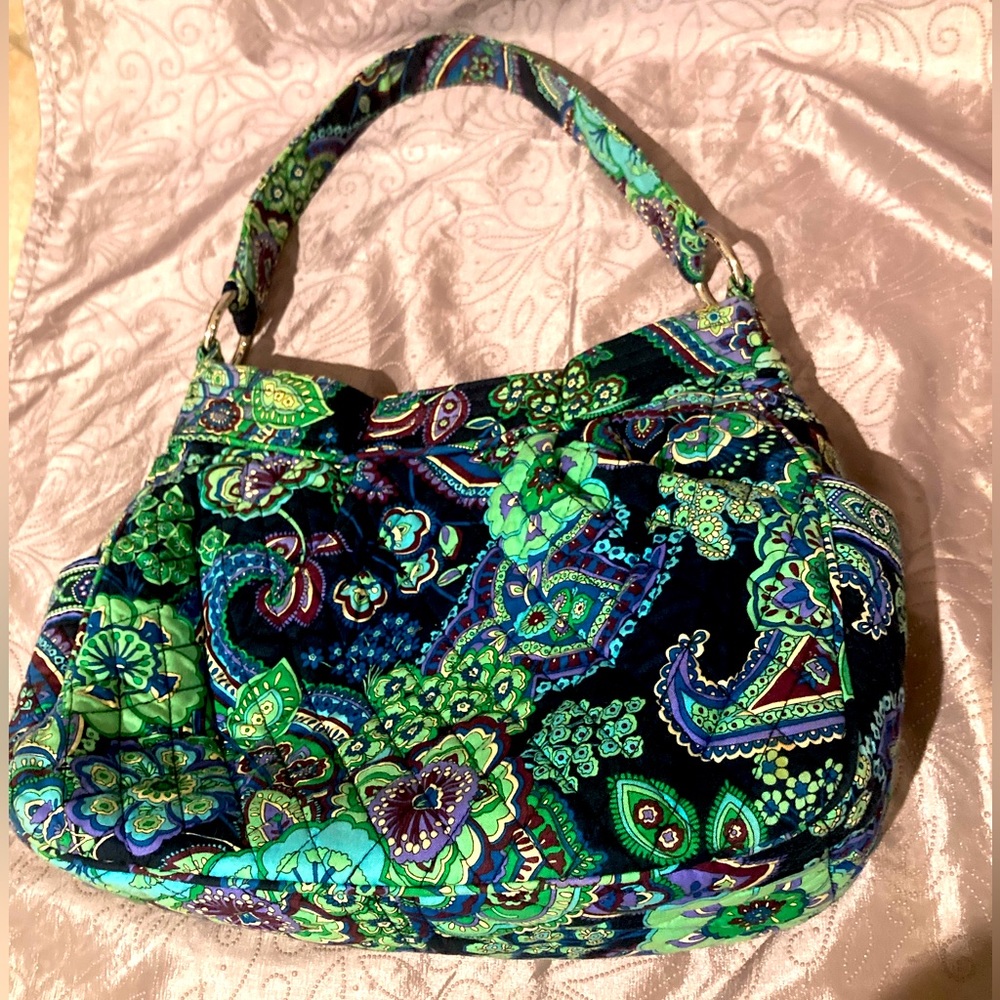 Vera Bradley Green Paisley Pattern Floral Pattern - Small Handbag